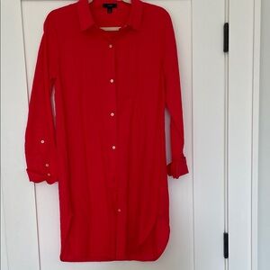 J. Crew Vibrant Red Shirt Dress